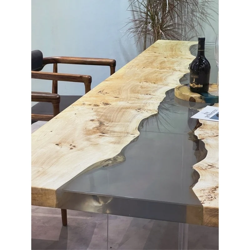 Tapestry Solid Poplar Wood Light Color Resin Table