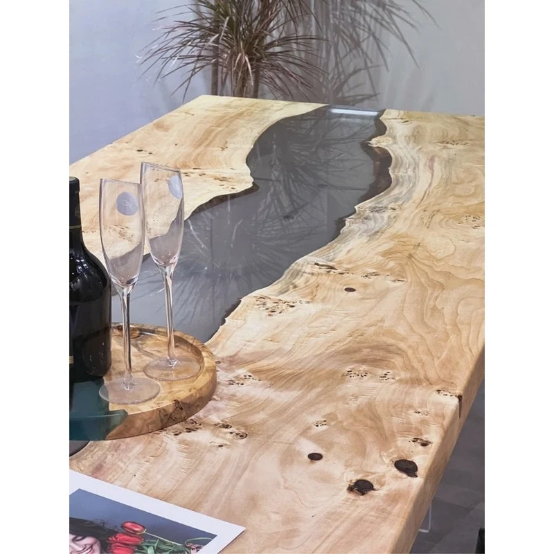 Tapestry Solid Poplar Wood Light Color Resin Table