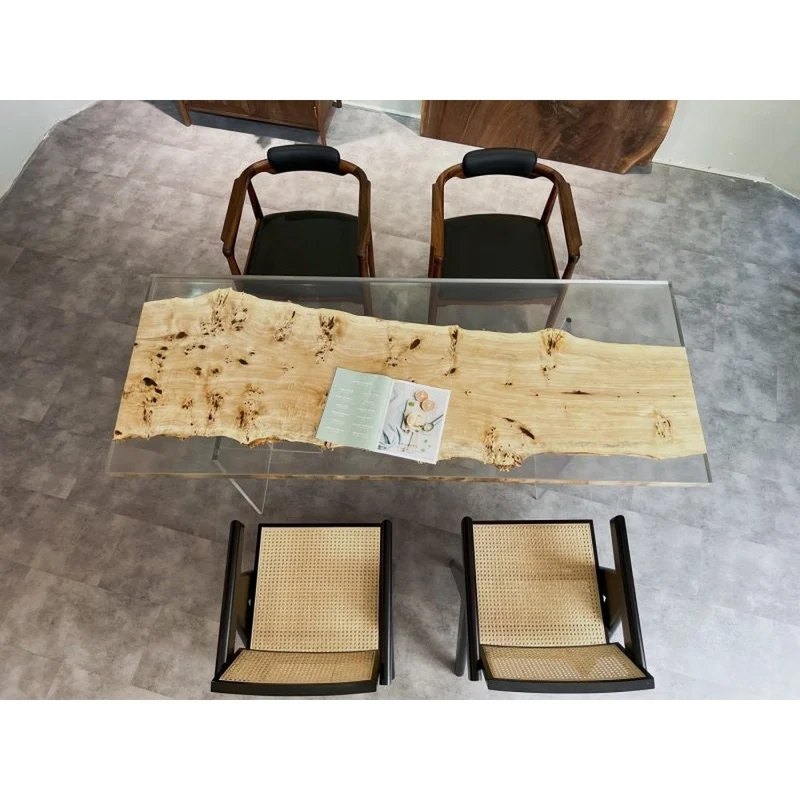 White Color poplar wood Epoxy resin Table