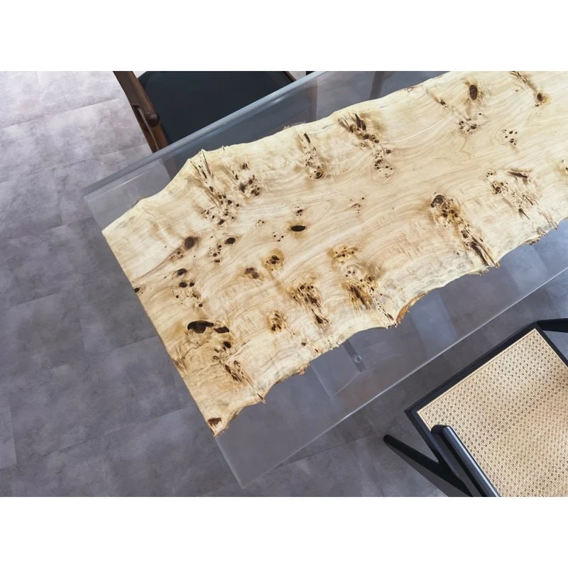 White Color poplar wood Epoxy resin Table