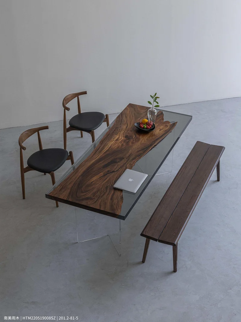 One-Piece Wood Monkey Pod Resin Table