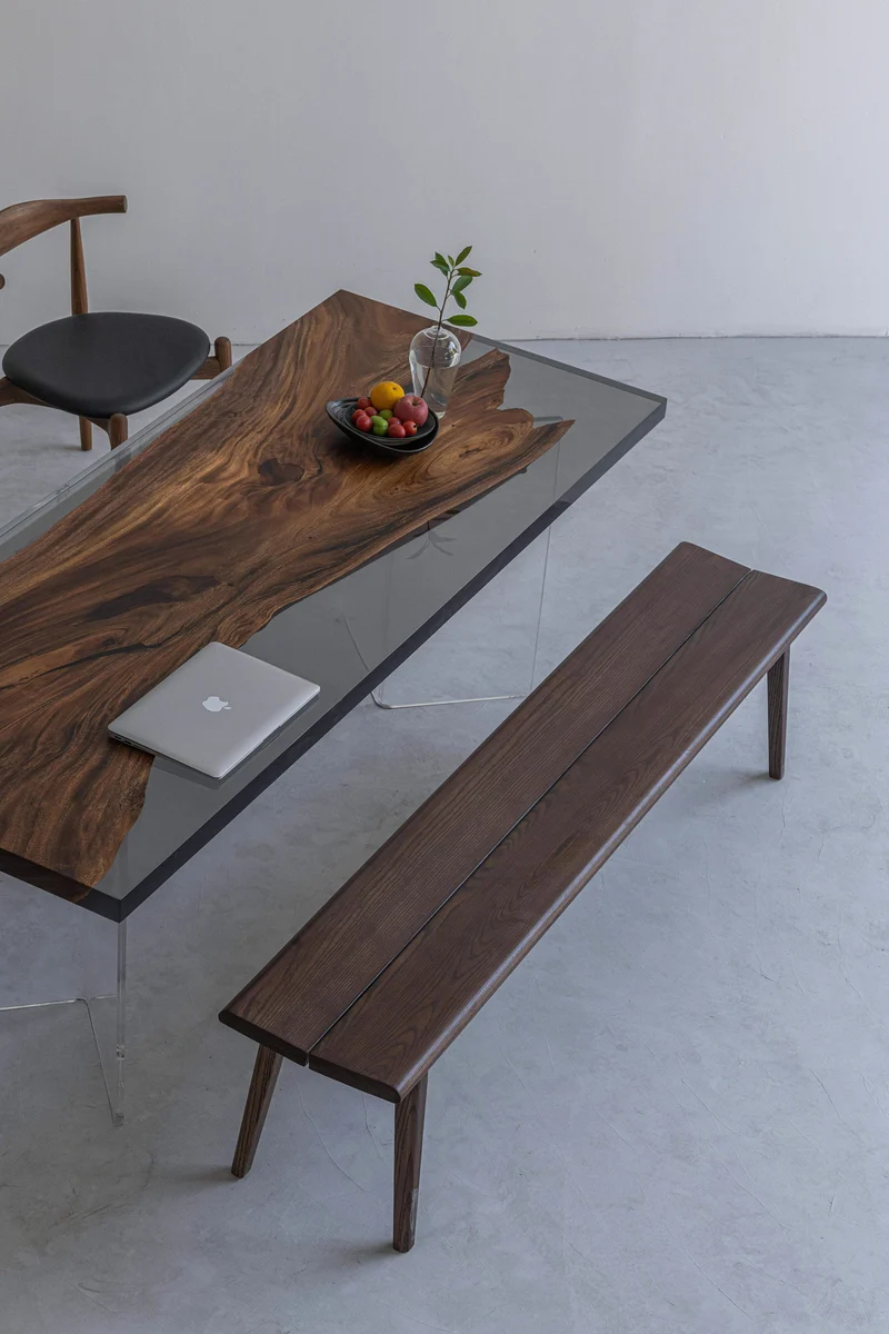 One-Piece Wood Monkey Pod Resin Table