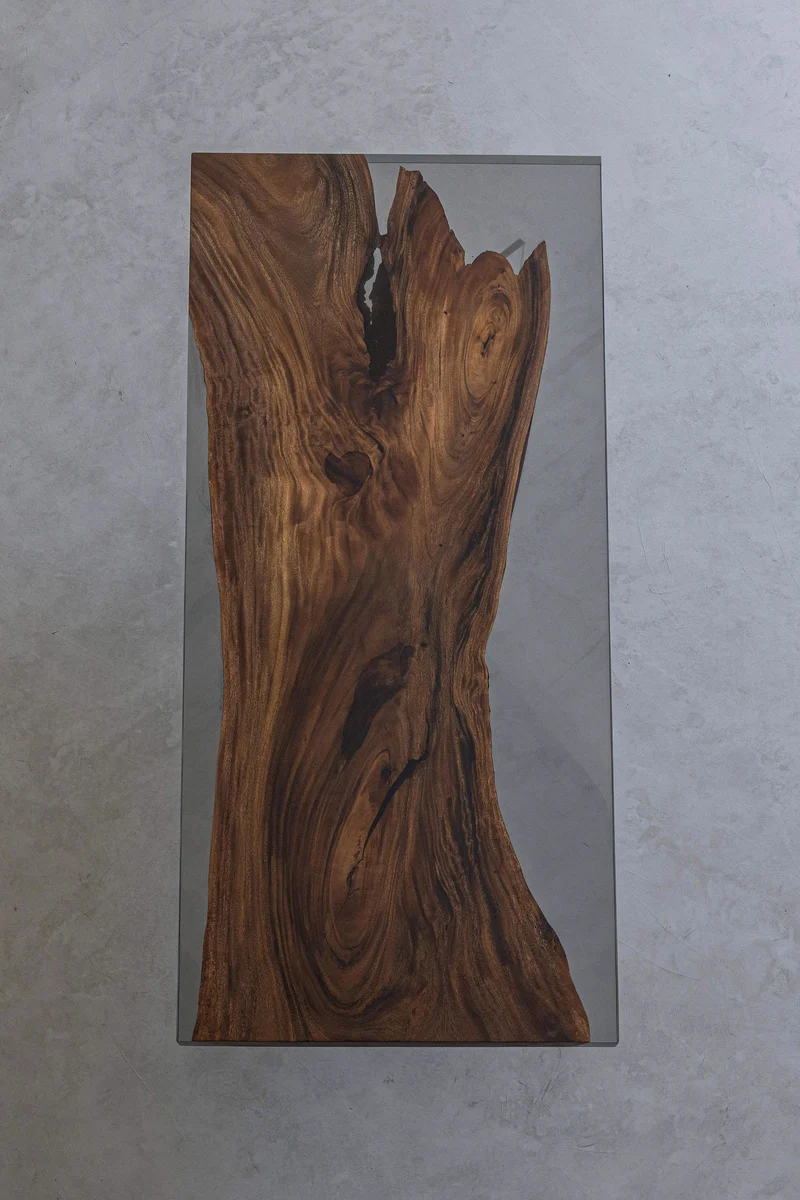 One-Piece Wood Monkey Pod Resin Table