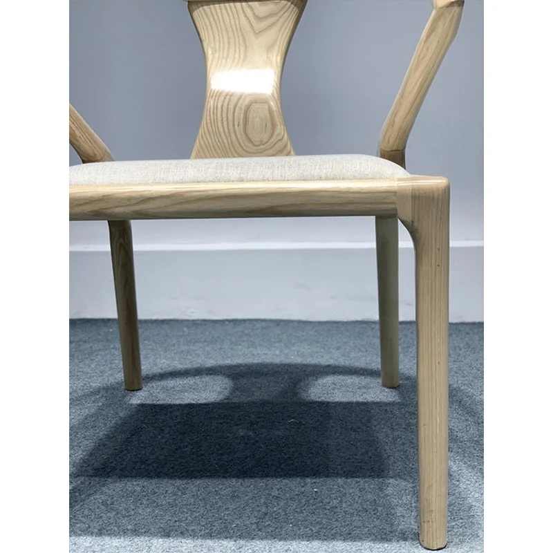 White Ash Wood Poang Chair with Leather Cover