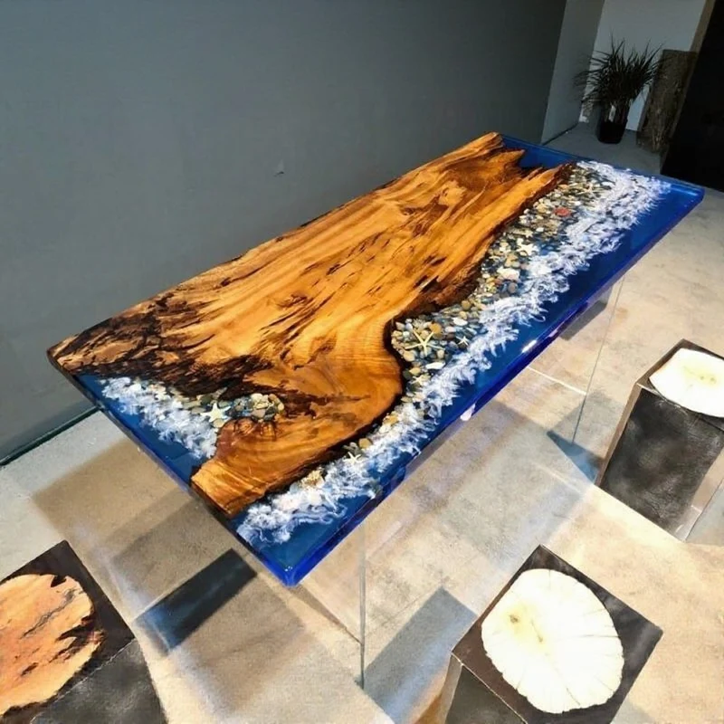 Terra Beautiful Decors Resin Solid Camphor Wood Table
