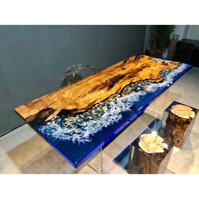 Terra Beautiful Decors Resin Solid Camphor Wood Table
