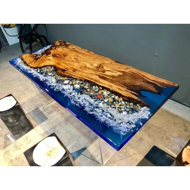 Terra Beautiful Decors Resin Solid Camphor Wood Table