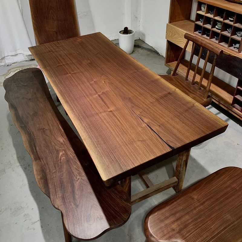 Prism Live Edge Solid Walnut Wood Dining Table