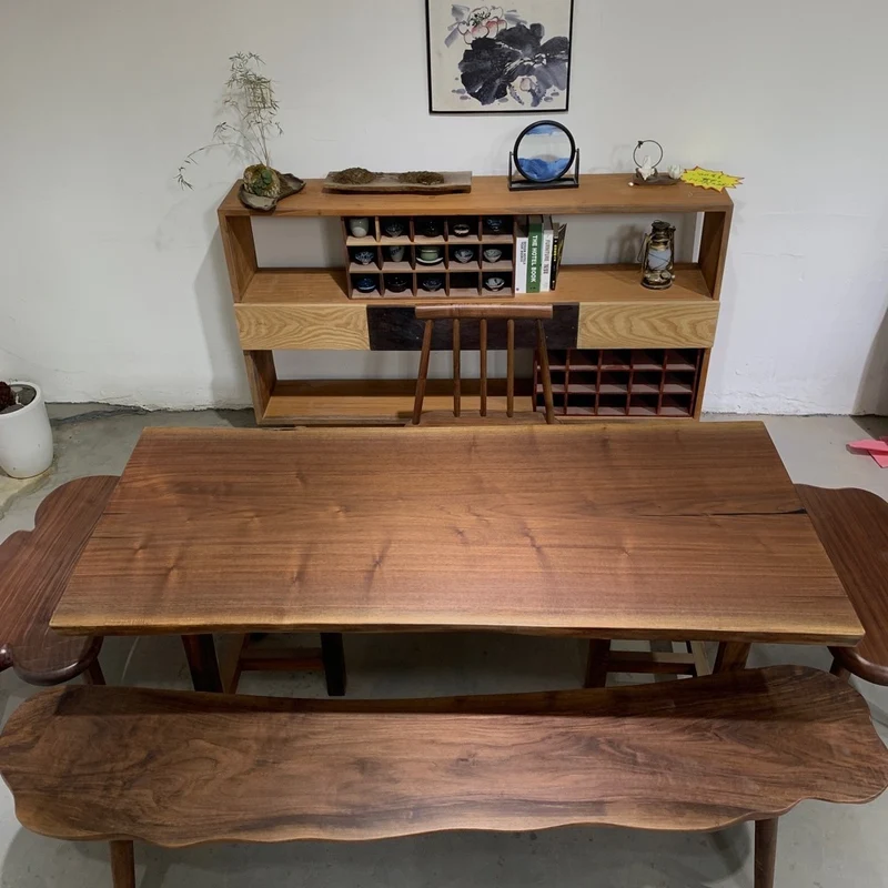 Prism Live Edge Solid Walnut Wood Dining Table