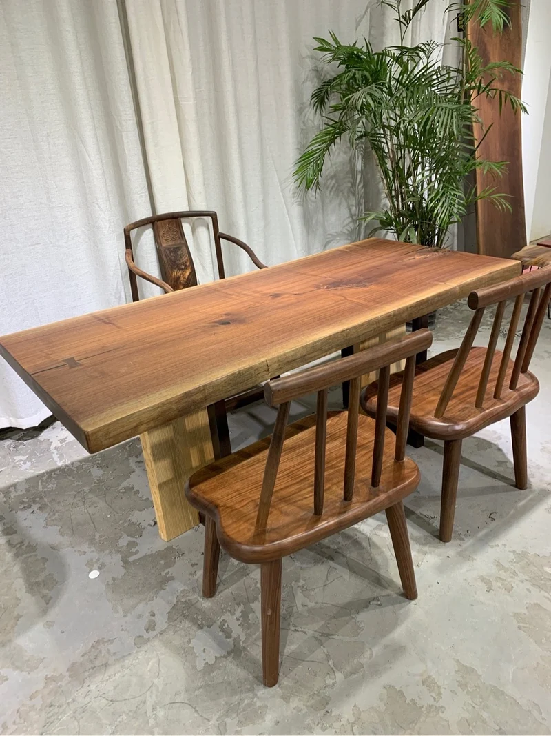 Prism Live Edge Solid Walnut Wood Dining Table