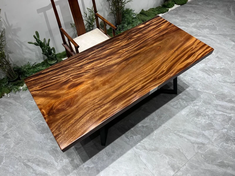 Ember Glow Brown Walnut Wood Table