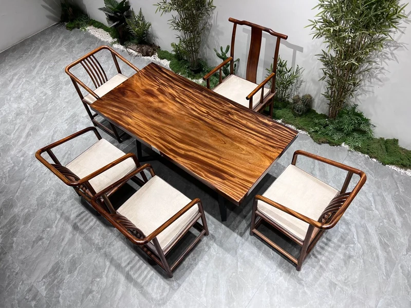 Ember Glow Brown Walnut Wood Table