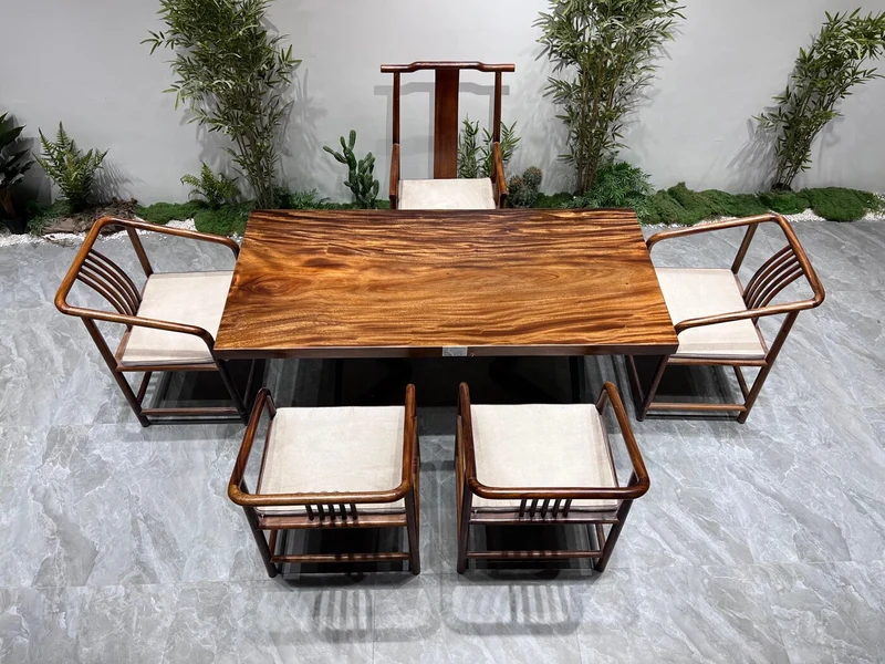 Ember Glow Brown Walnut Wood Table