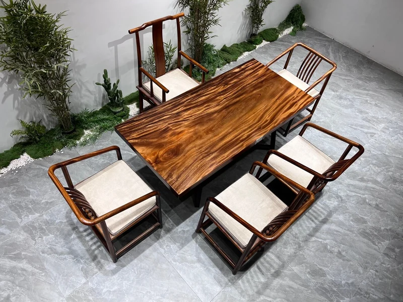 Ember Glow Brown Walnut Wood Table