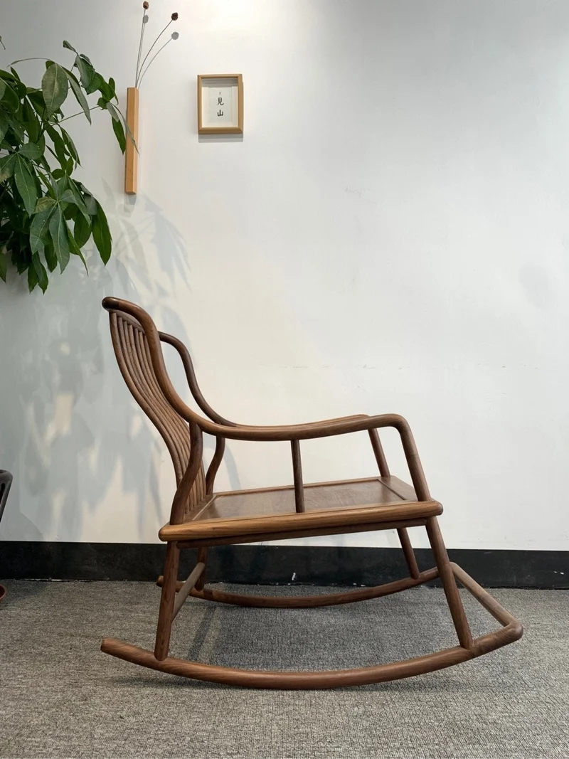 Solid Black Walnut Wood Rocking Chair