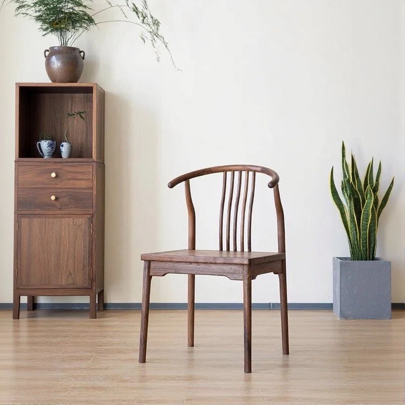 Modern High Back 4 Spindle Black Walnut Wood Chair