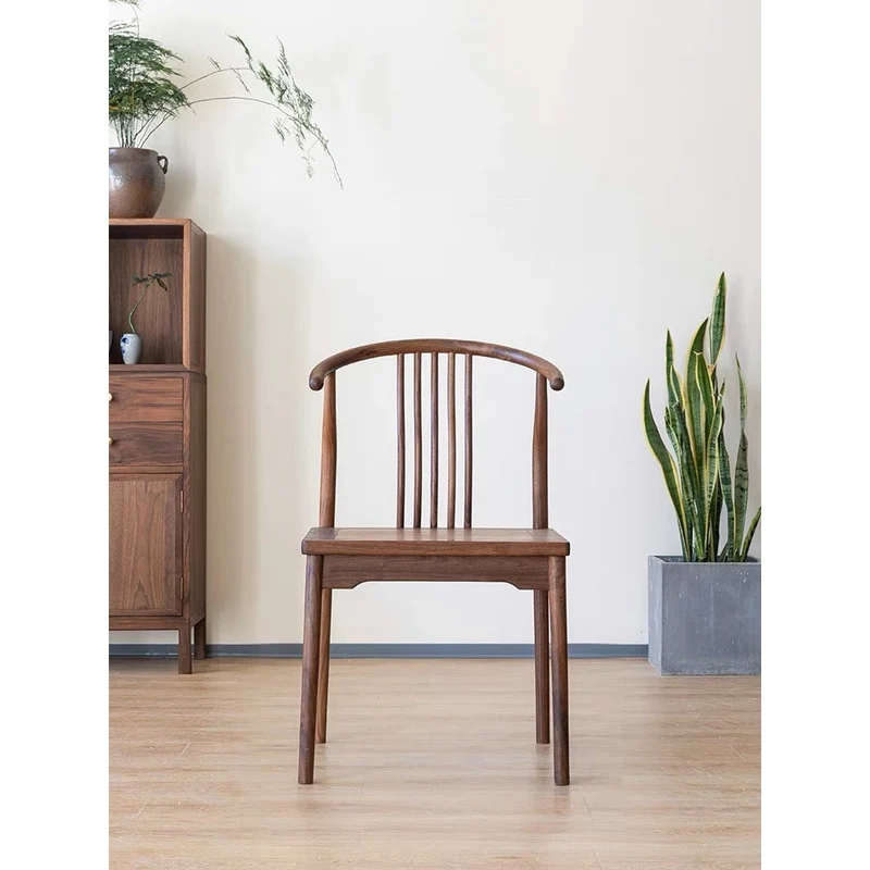 Modern High Back 4 Spindle Black Walnut Wood Chair