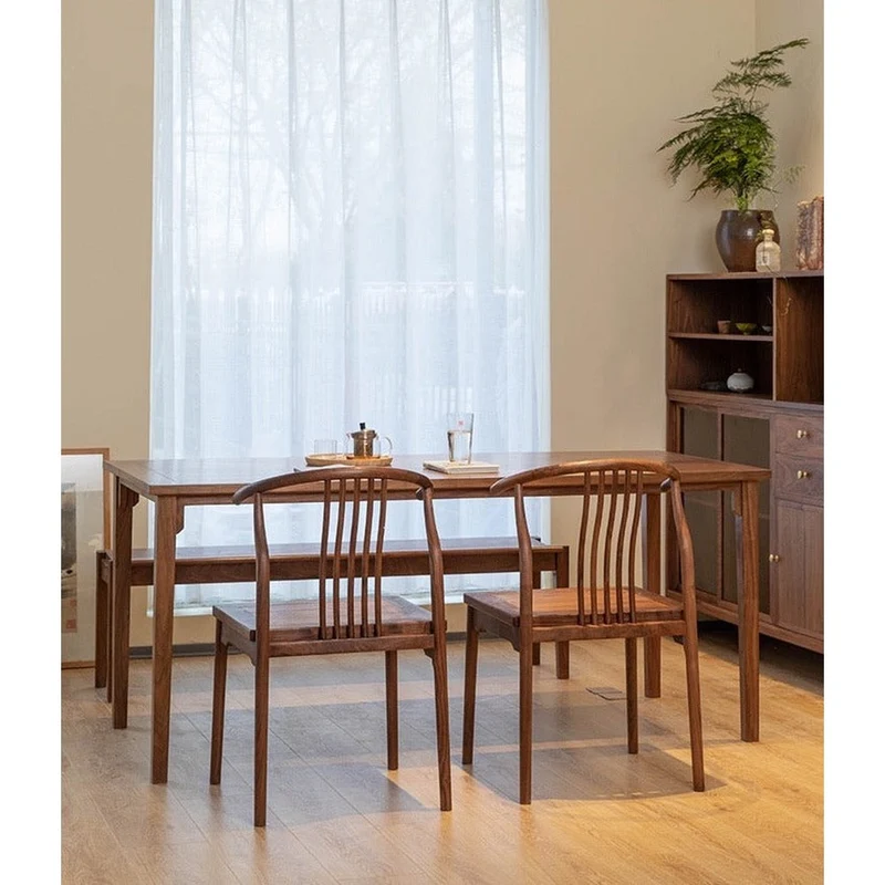 Modern High Back 4 Spindle Black Walnut Wood Chair