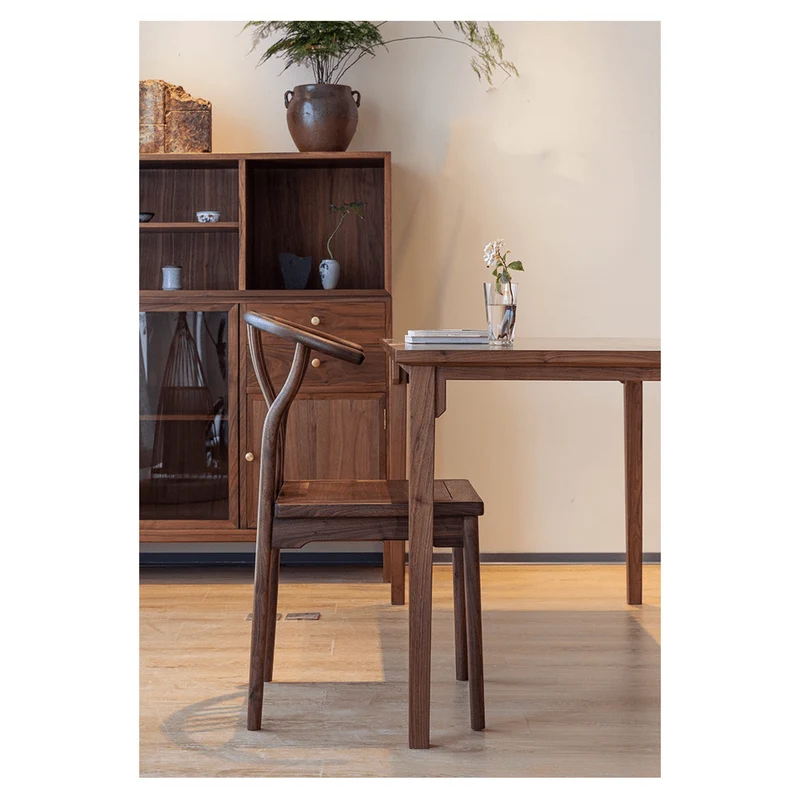 Modern High Back 4 Spindle Black Walnut Wood Chair