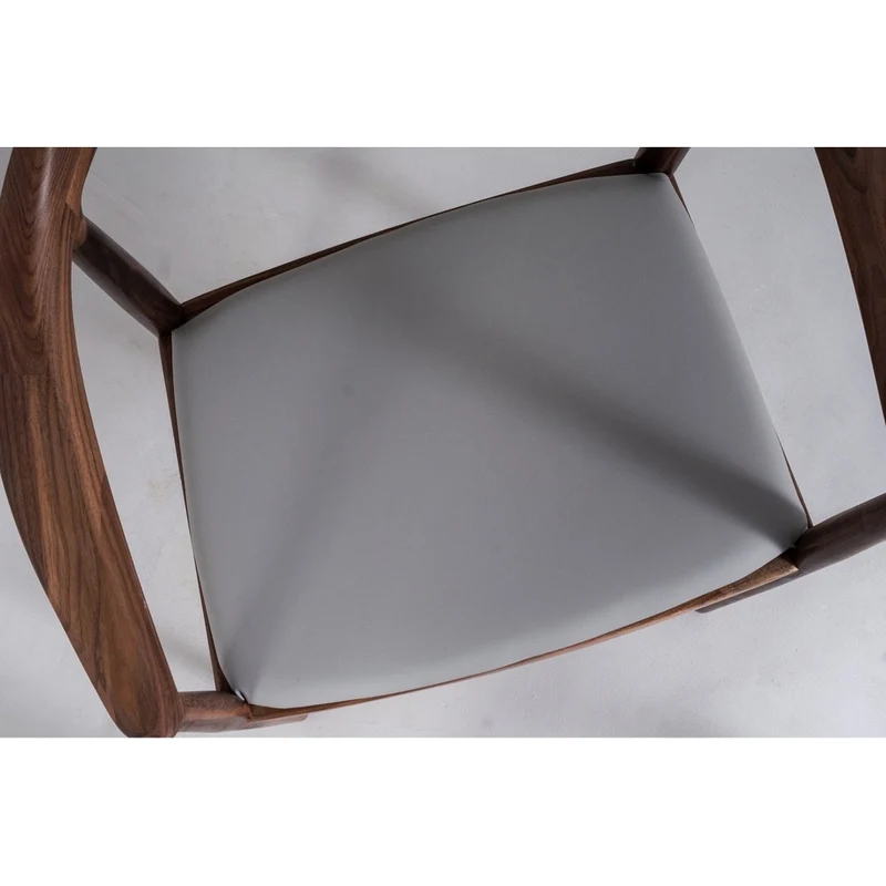 Mid Century Modern Solid Black Walnut Chair with Leather