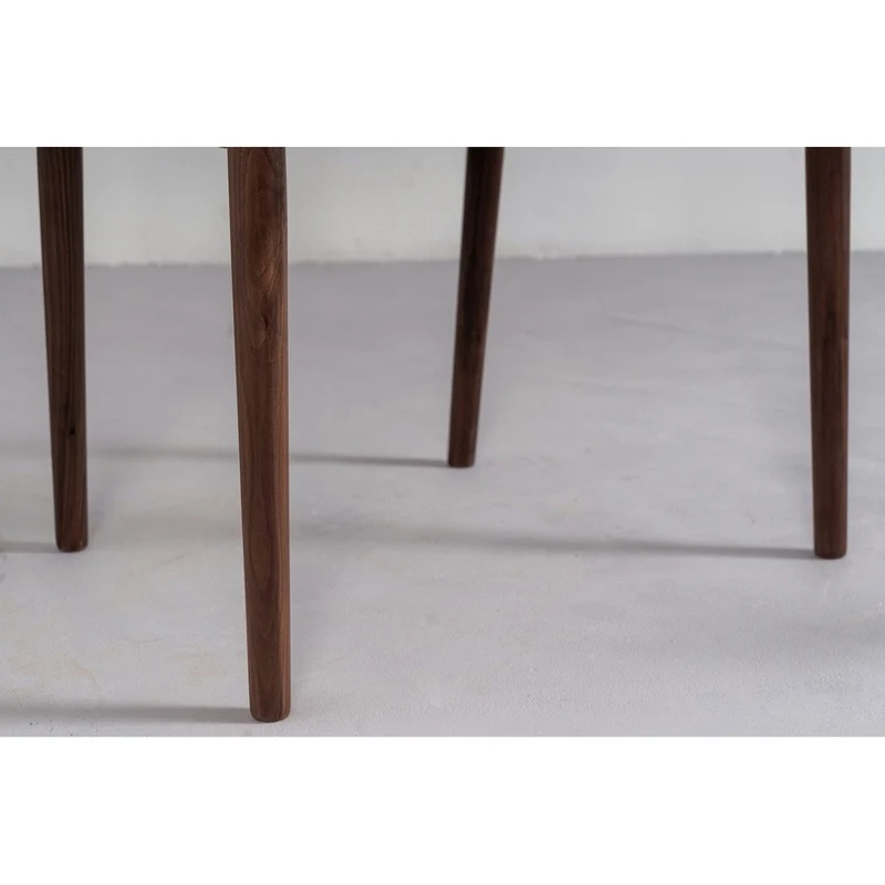 Mid Century Modern Solid Black Walnut Chair with Leather