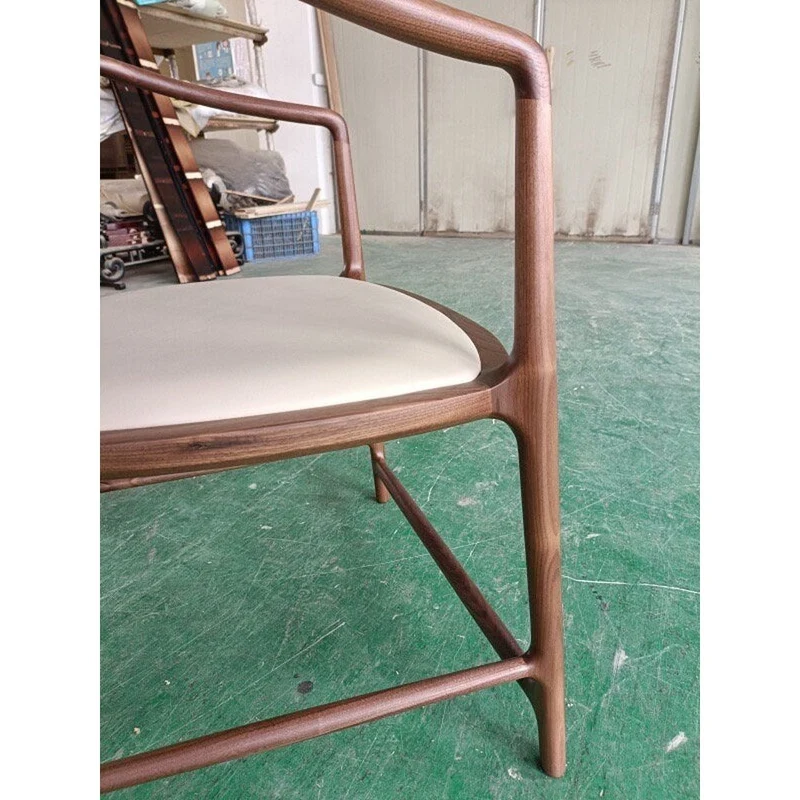 Ming-Style Horseshoe Back Walnut Wood Armchair