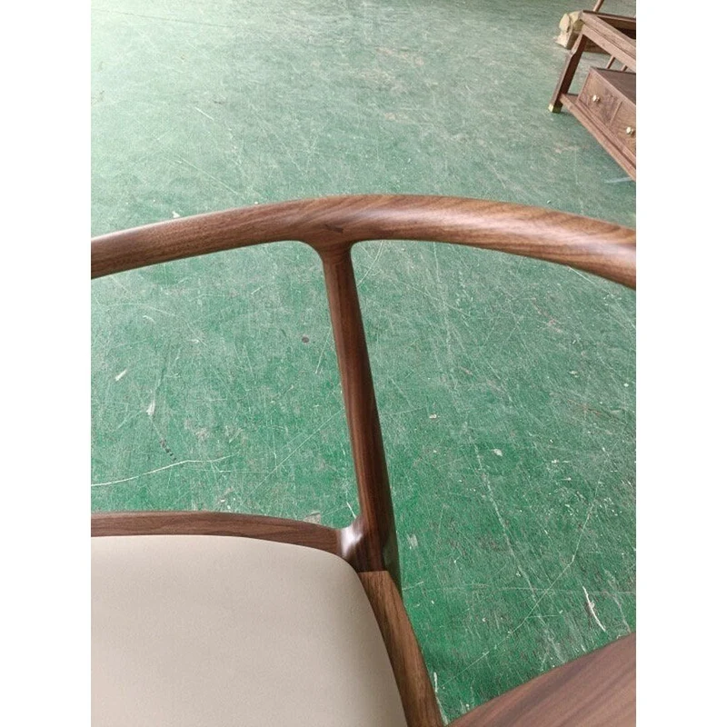 Ming-Style Horseshoe Back Walnut Wood Armchair