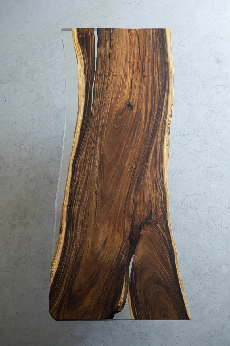 Live Edge Single Wood Slab Rectangle Epoxy Resin Table
