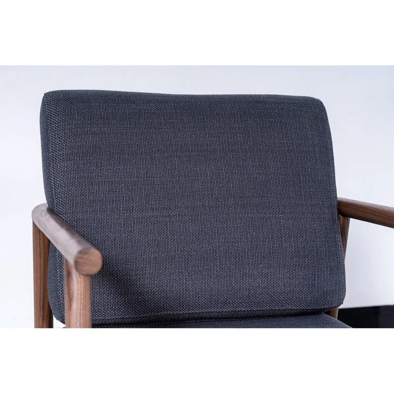 Fabric Lounge Black Walnut Wood Chair