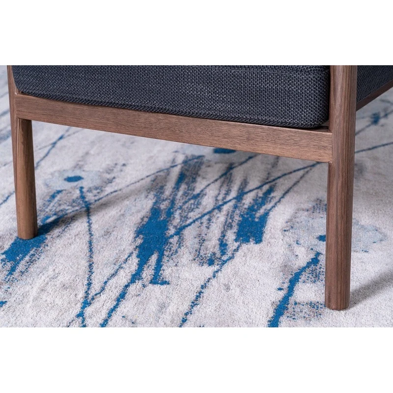 Fabric Lounge Black Walnut Wood Chair