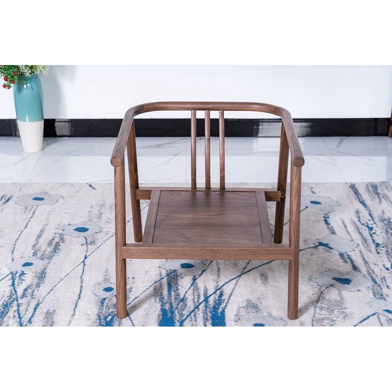 Fabric Lounge Black Walnut Wood Chair