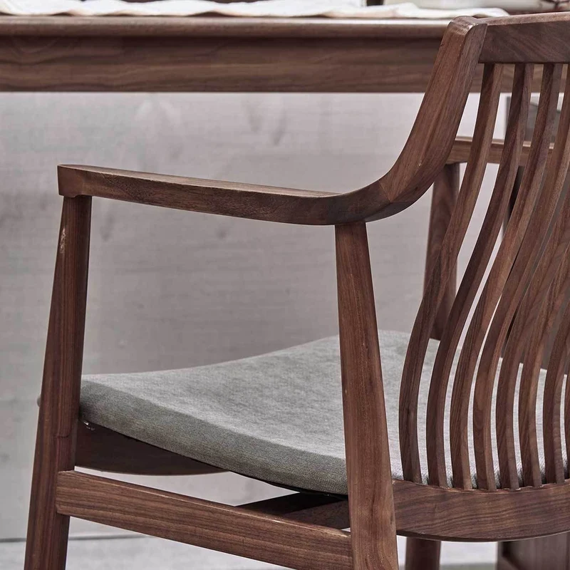 Vintage Solid Walnut Wood Slatted Back Armchairs
