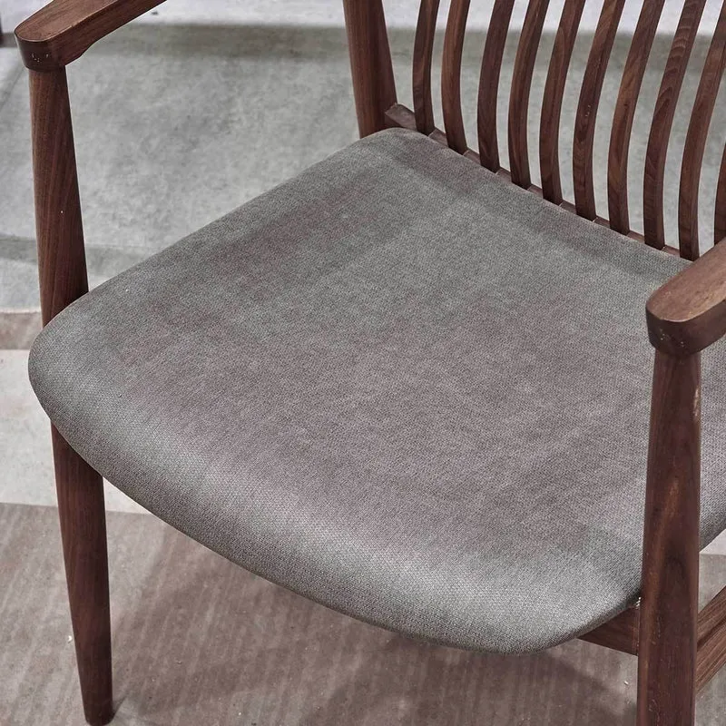 Vintage Solid Walnut Wood Slatted Back Armchairs