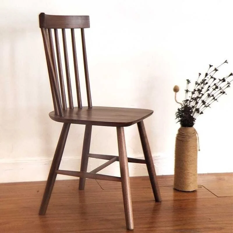 Windsor High Back Black Walnut Wood Chair