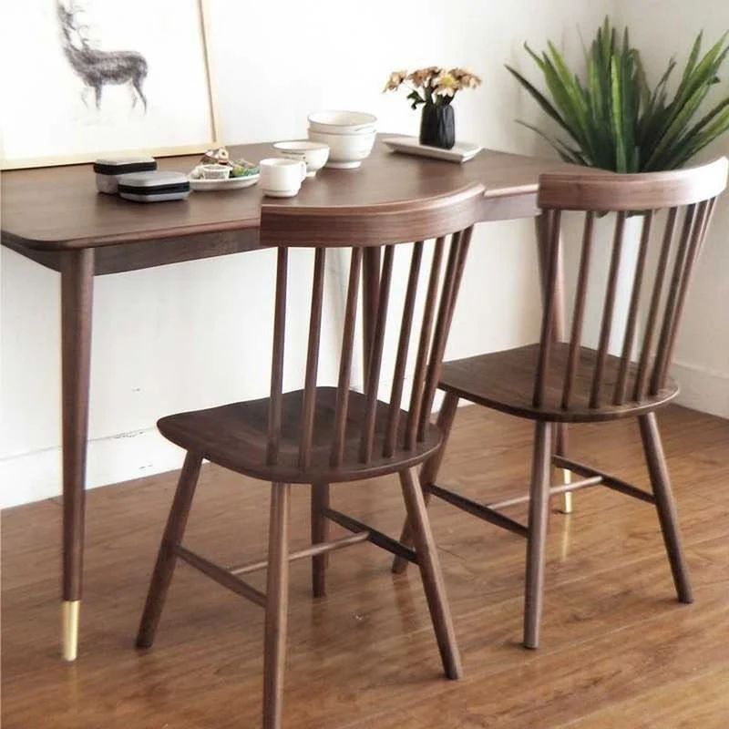Windsor High Back Black Walnut Wood Chair