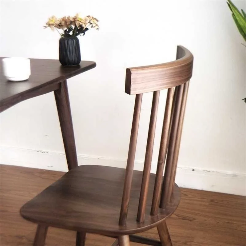 Windsor High Back Black Walnut Wood Chair