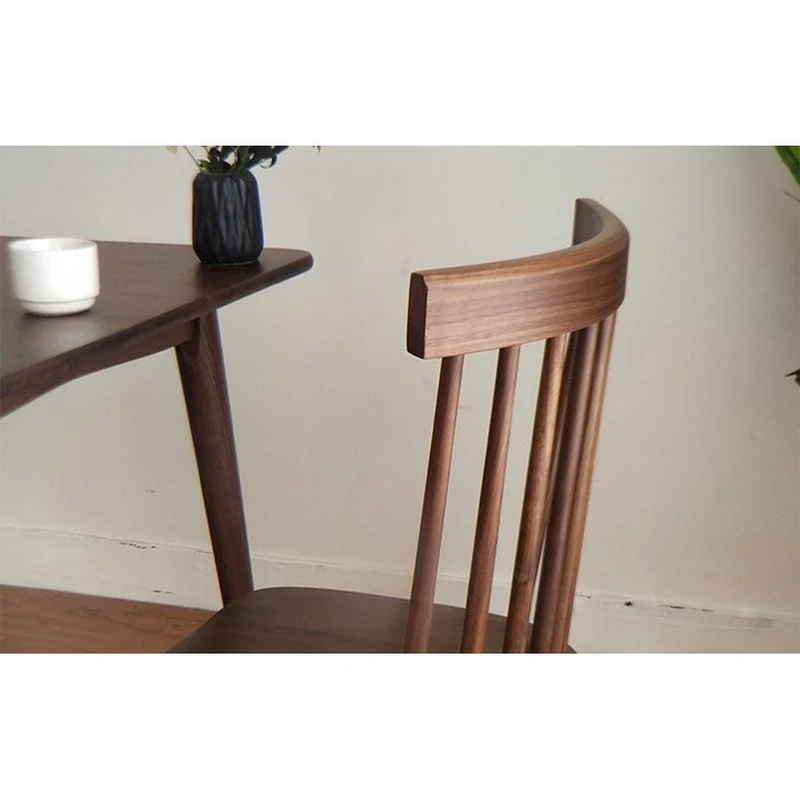 Windsor High Back Black Walnut Wood Chair