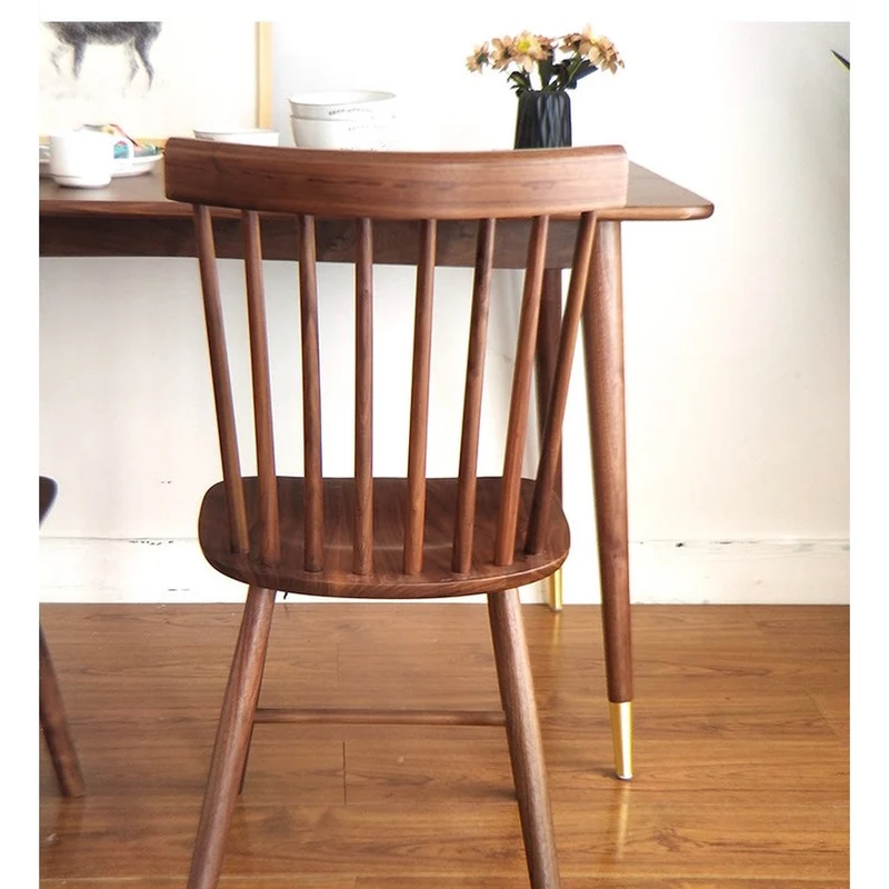 Windsor High Back Black Walnut Wood Chair