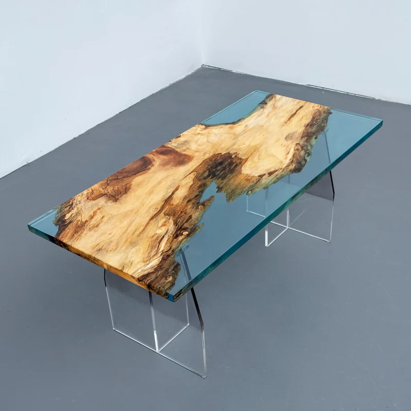 Radiance Light Color Walnut Wood Epoxy Resin Tables for Sale