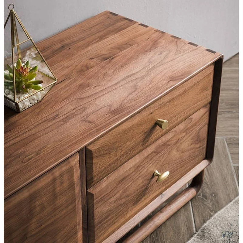 Sapphire Nordic Style Black Walnut Wood TV Unit with 4 Drawers