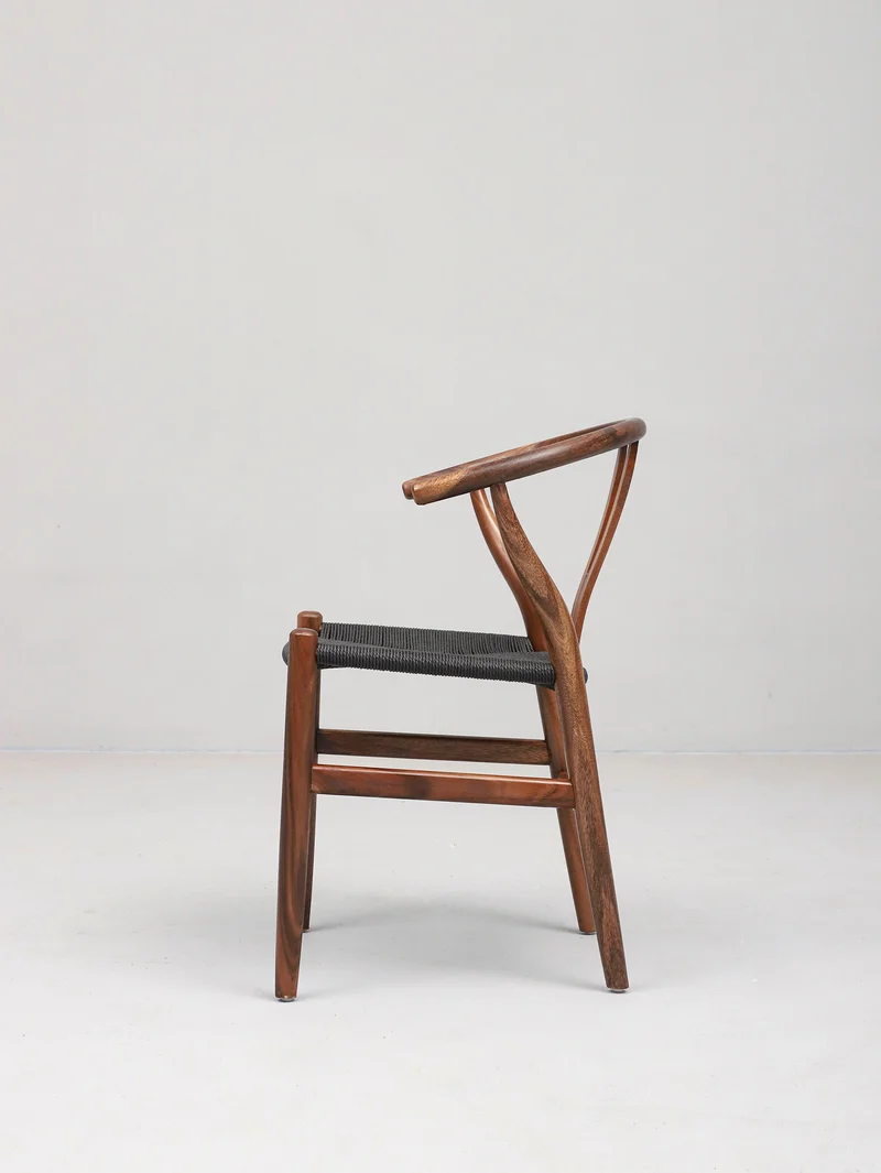 Hemp Seat South American Walnut Wood Chair