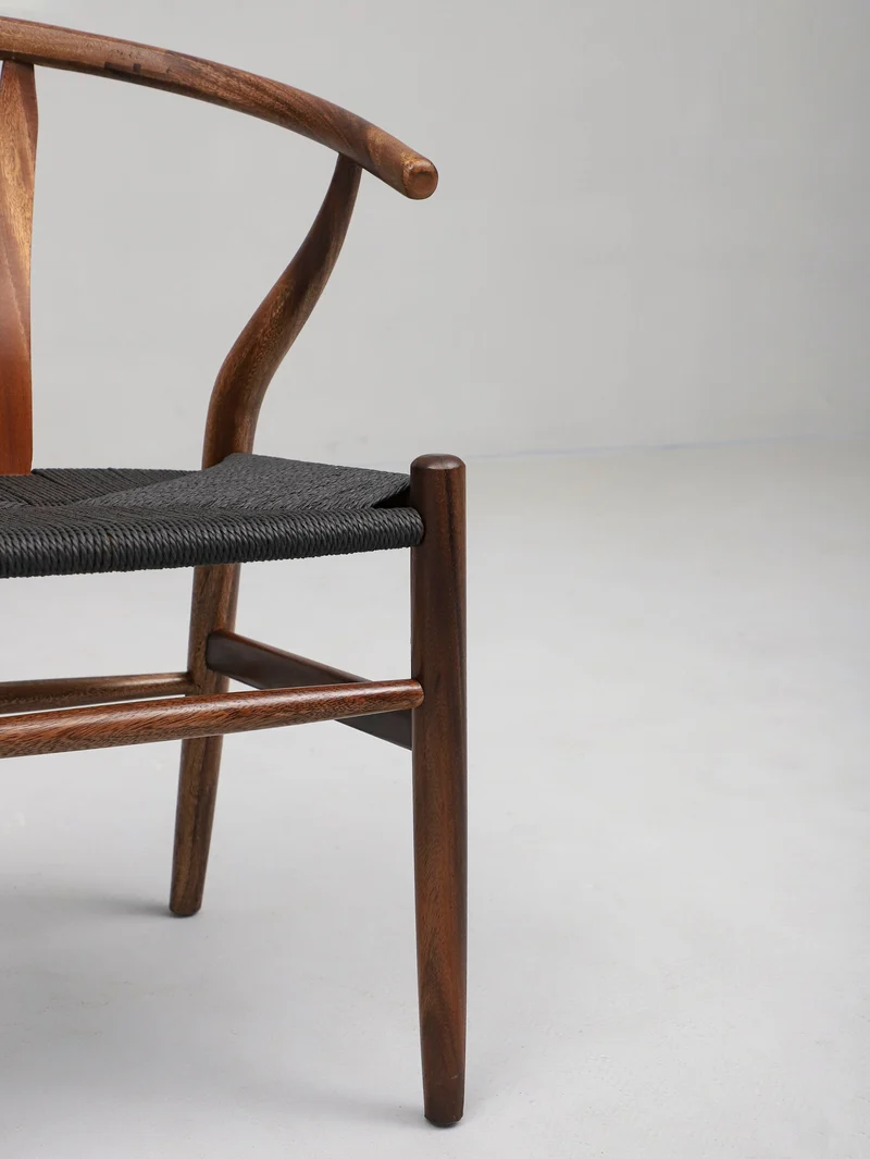 Hemp Seat South American Walnut Wood Chair
