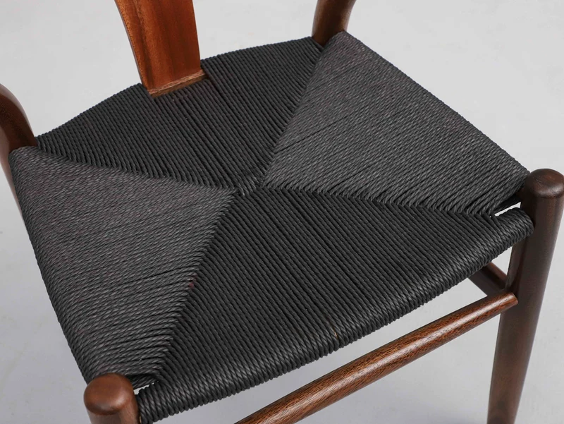 Hemp Seat South American Walnut Wood Chair