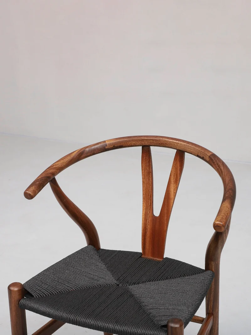 Hemp Seat South American Walnut Wood Chair