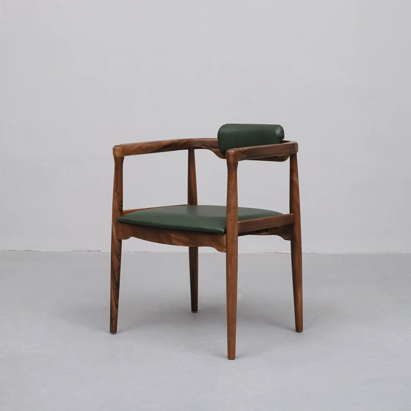 Faux Leather Accent Chair Made of Monkey Pod Wood