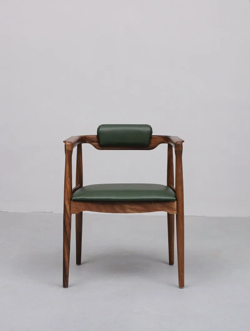Faux Leather Accent Chair Made of Monkey Pod Wood