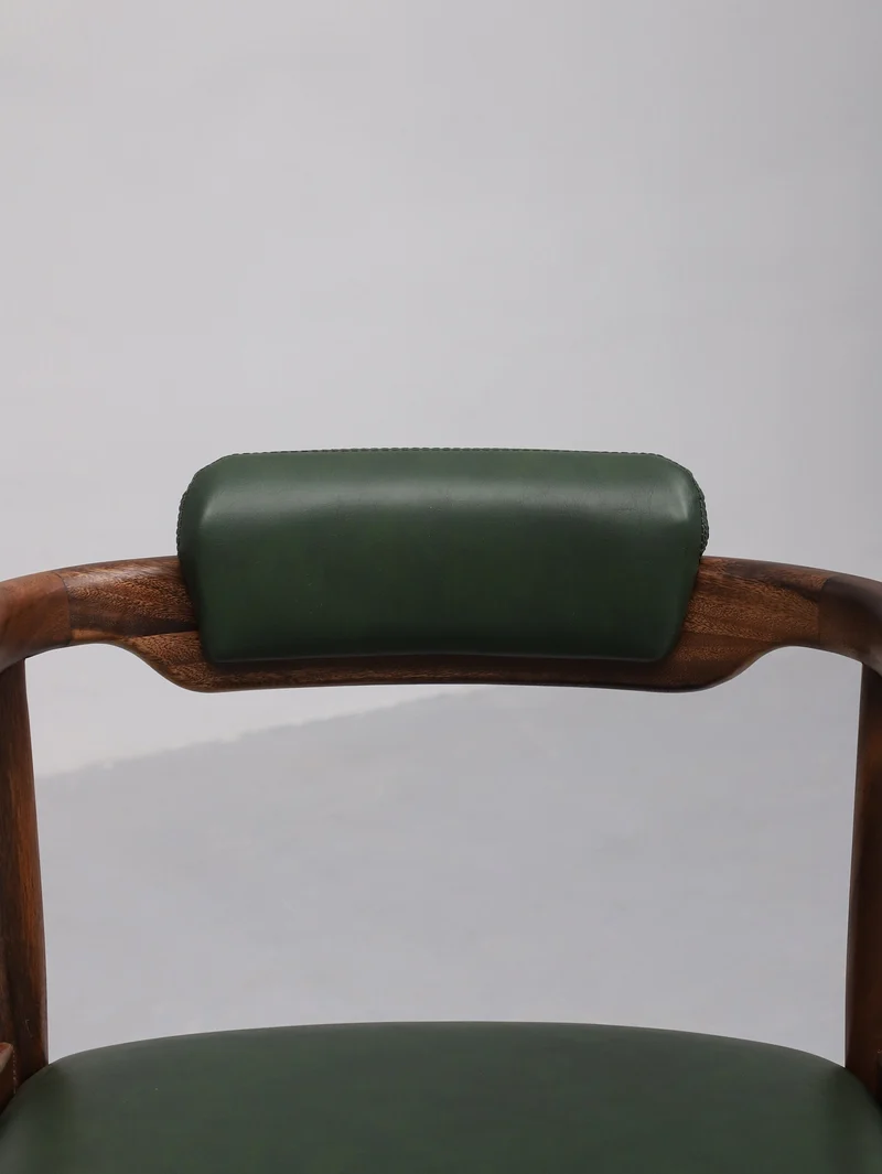 Faux Leather Accent Chair Made of Monkey Pod Wood