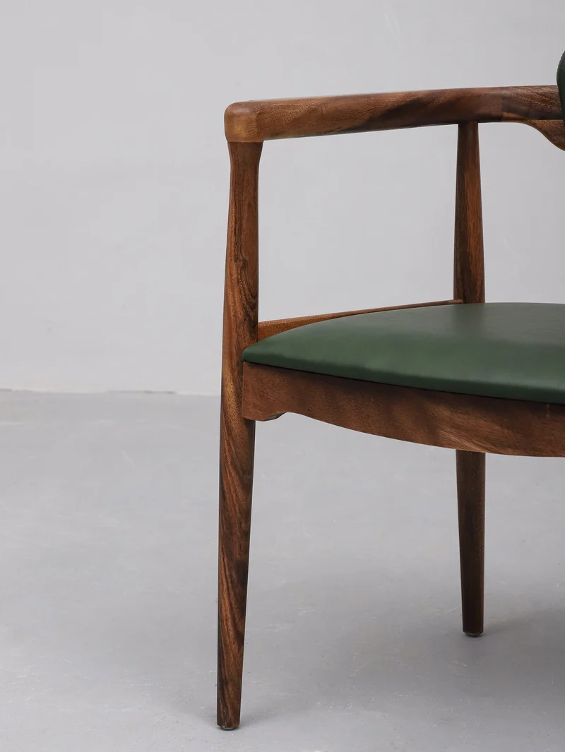 Faux Leather Accent Chair Made of Monkey Pod Wood