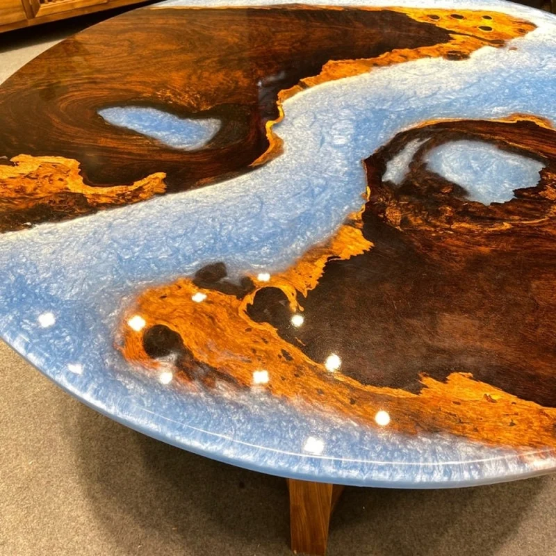 Custom Handmade Unique Ebony Resin Table