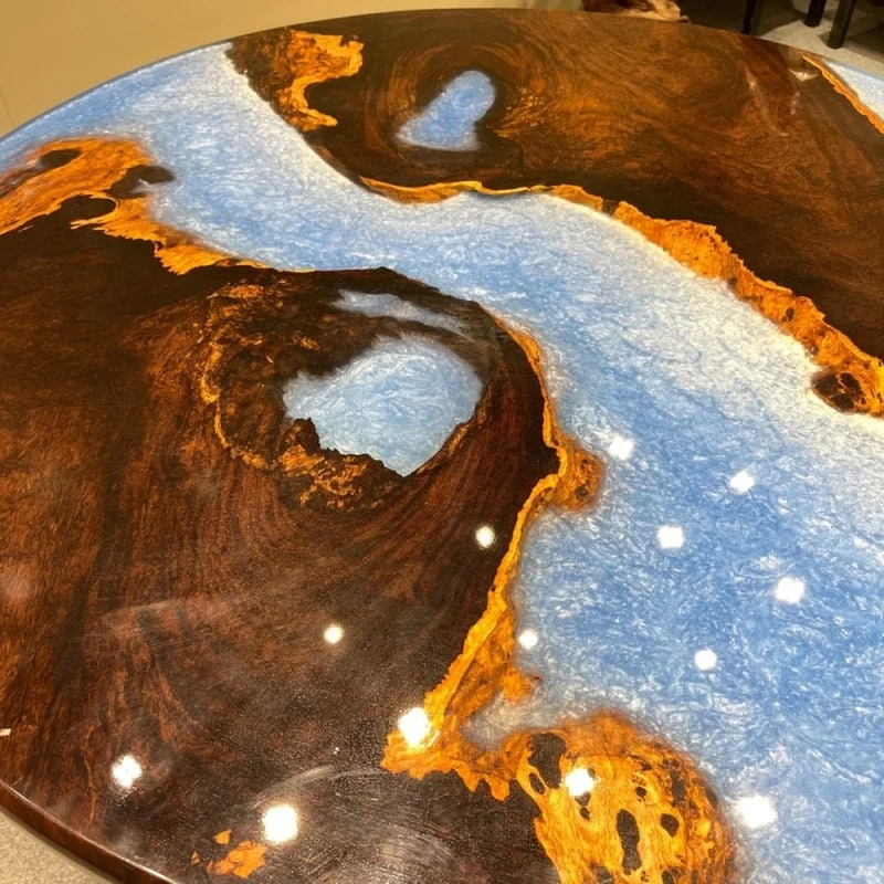 Custom Handmade Unique Ebony Resin Table